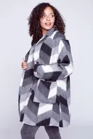 Printed wool blend coat