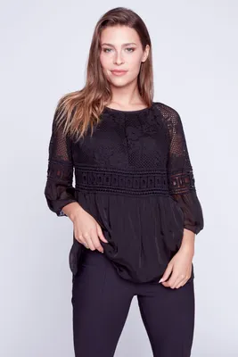 Lace silk top