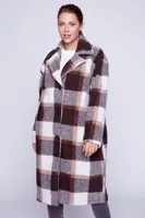 Plaid wool blend coat