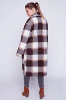 Plaid wool blend coat