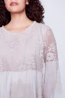 Lace silk combo top