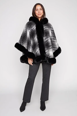 Pixel design faux fur cape