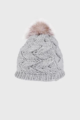 Cable knit beanie with pompom