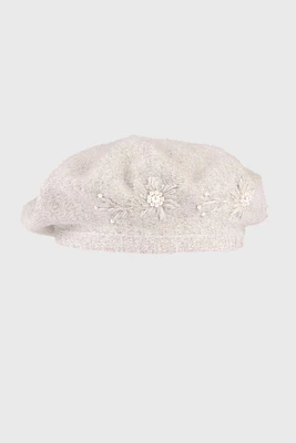 Boiled wool beret with pearl detail