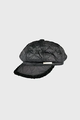 Sherpa trim quilted cap