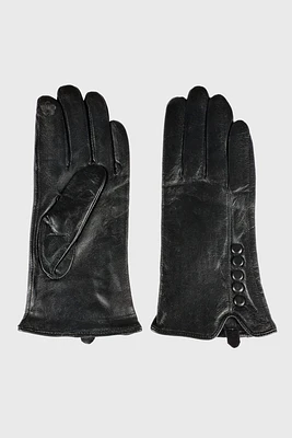 Classic leather gloves with five button detail