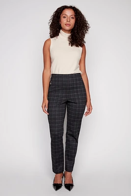 Plaid print high waisted pant