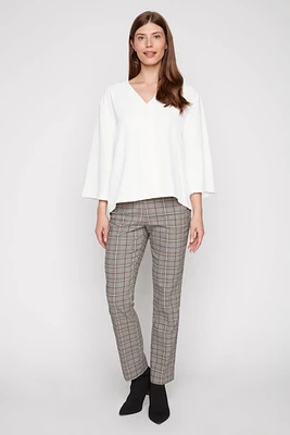 Textured plaid flared leg pant