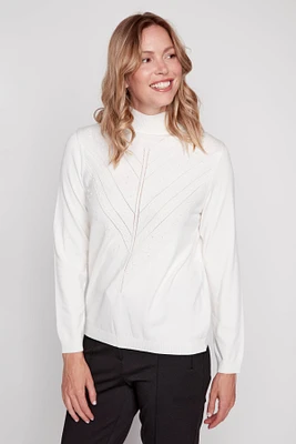 Solid pointelle sweater