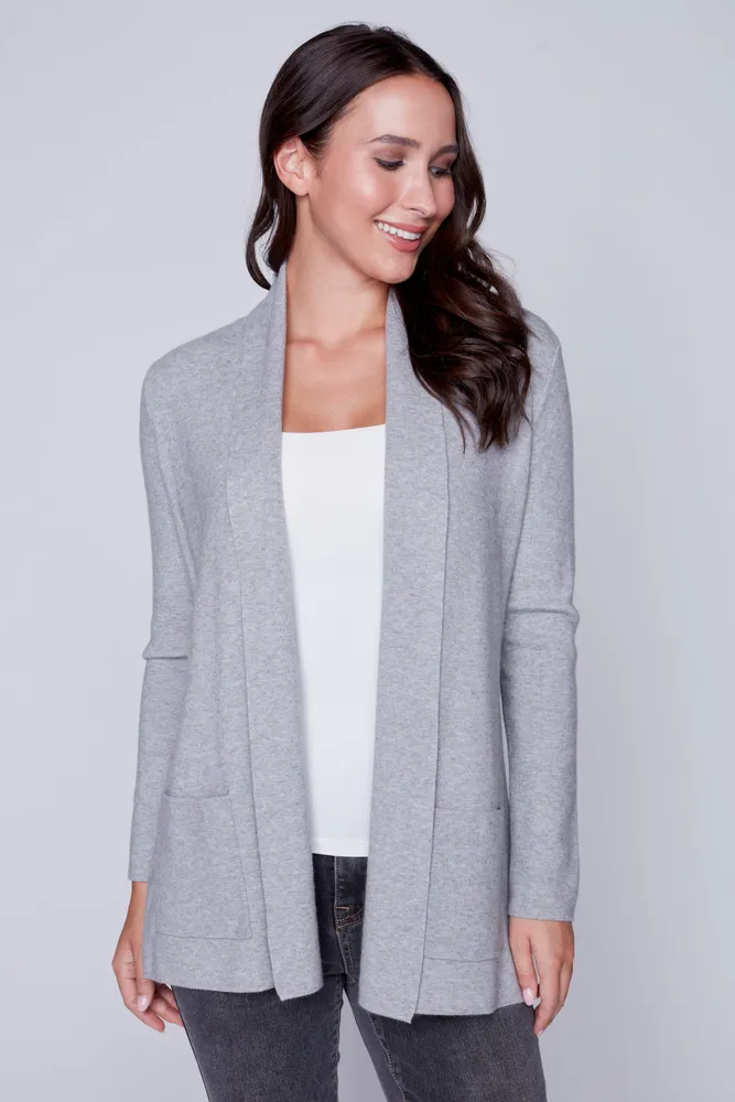 Judge collar open front cardigan