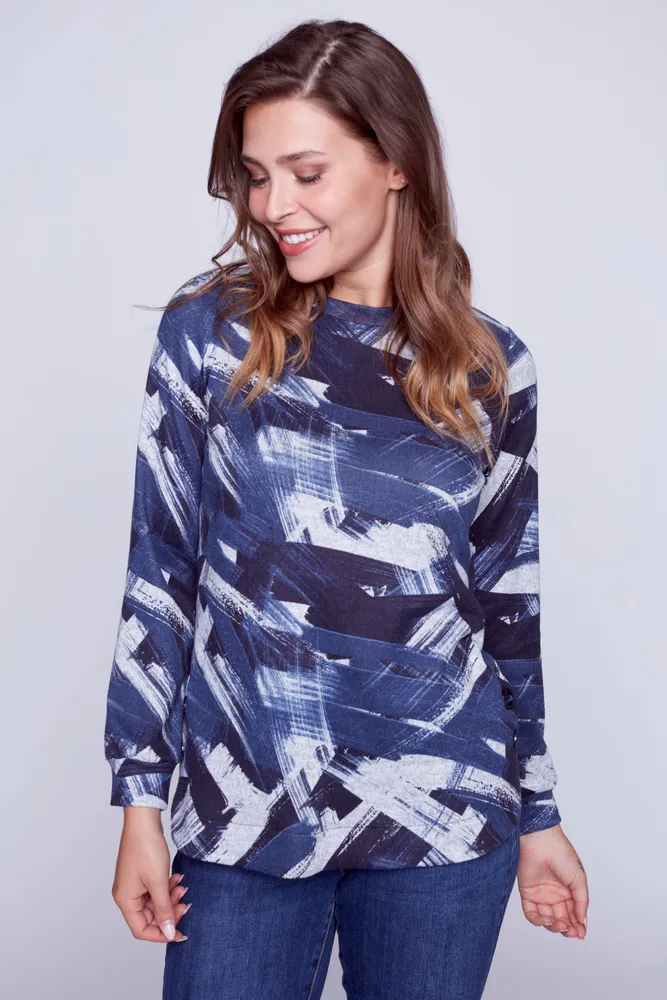 Printed soft knit tunic