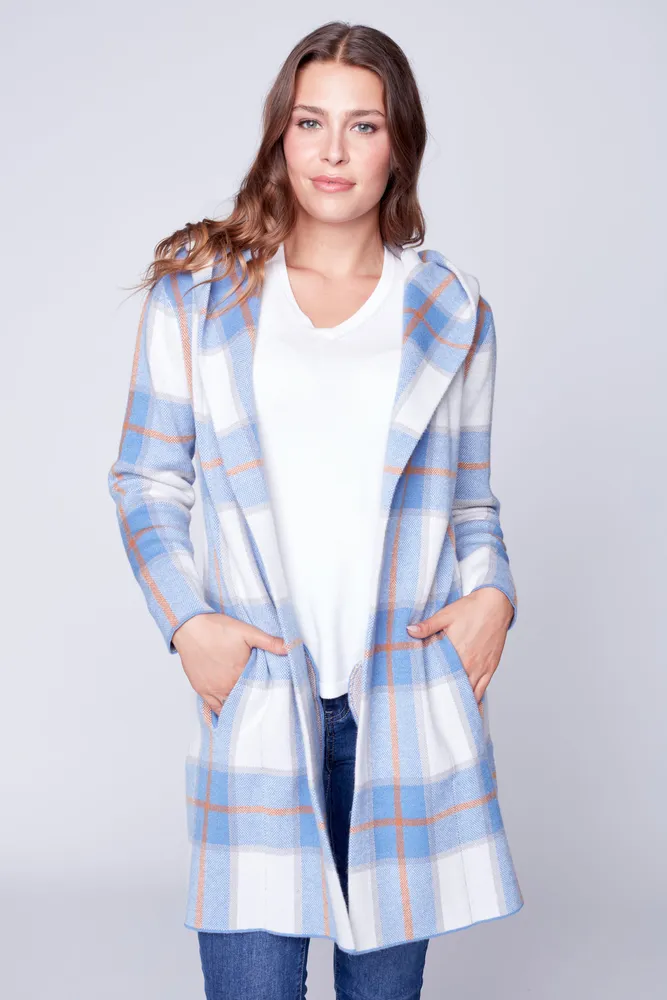 Plaid open front cardigan