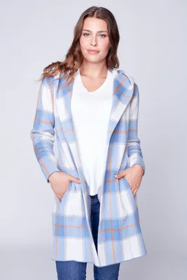 Plaid open front cardigan