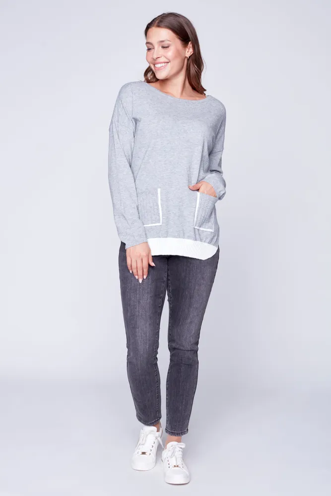 Contrast hem soft knit top