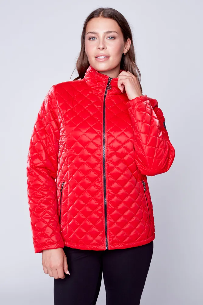 Diamond quilt puffer jacket