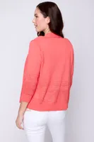 Open front pointelle cardigan