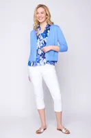 Open front pointelle cardigan