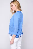 Open front pointelle cardigan