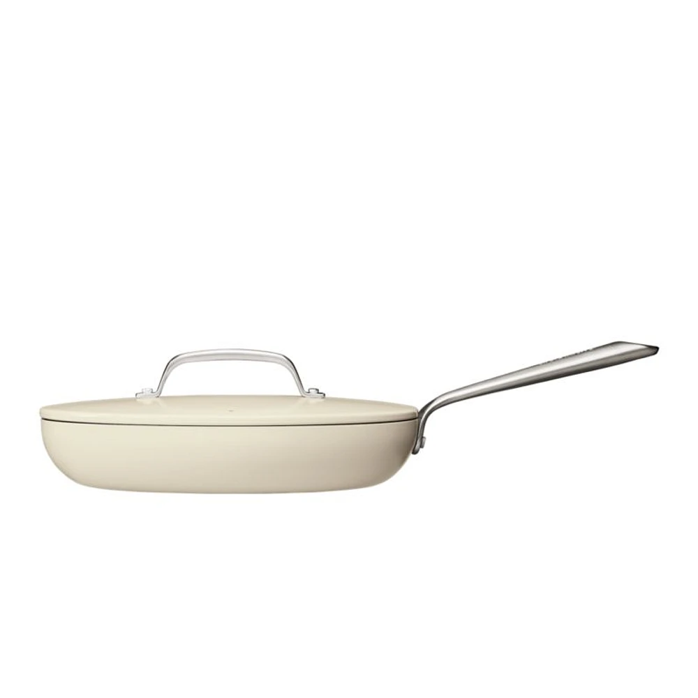 Crate & Barrel EvenCook Ceramic ™ Cream Nonstick 12" Fry Pan with Lid