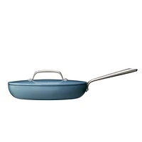 Crate & Barrel EvenCook Ceramic ™ Denim Nonstick 12" Fry Pan with Lid