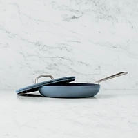 Crate & Barrel EvenCook Ceramic ™ Denim Nonstick 12" Fry Pan with Lid