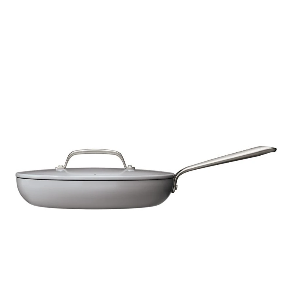 Crate & Barrel EvenCook Ceramic ™ Grey Nonstick 12" Fry Pan with Lid