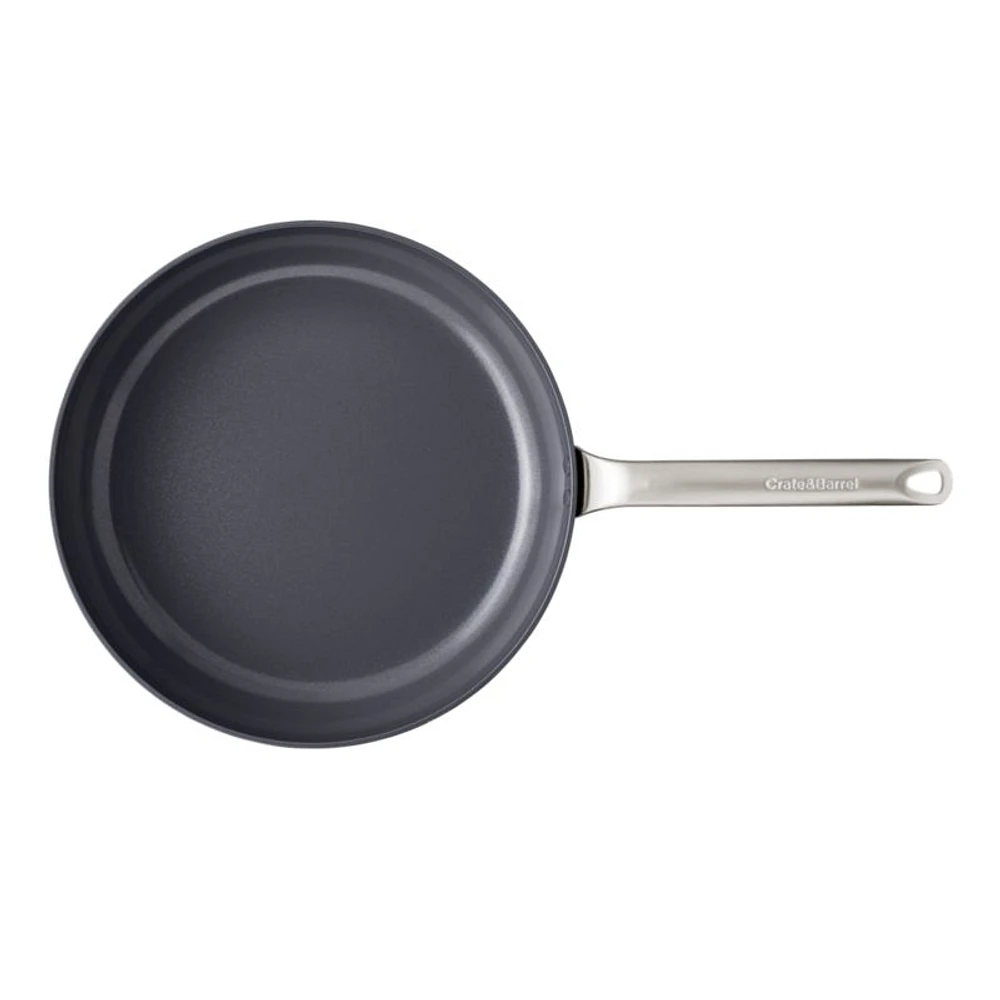 Crate & Barrel EvenCook Ceramic ™ Grey Nonstick 12" Fry Pan with Lid