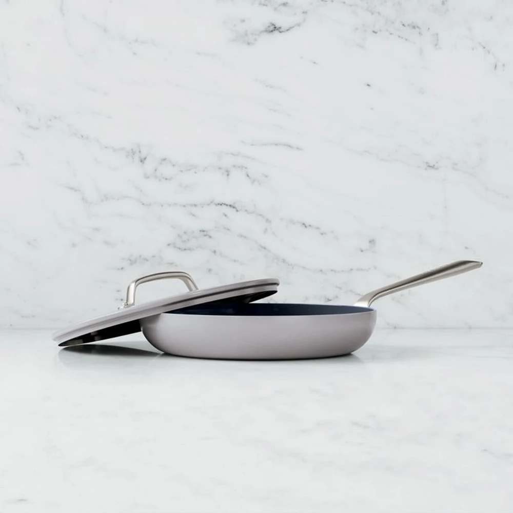 Crate & Barrel EvenCook Ceramic ™ Grey Nonstick 12" Fry Pan with Lid