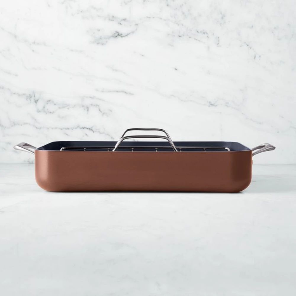 Crate & Barrel EvenCook Core ® Terracotta Ceramic Roasting Pan