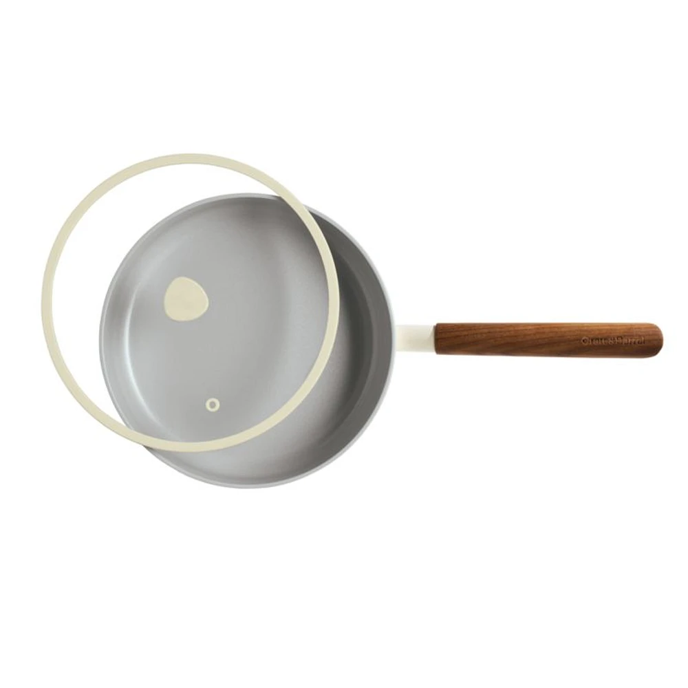 Crate & Barrel Monterey Cream 3-Qt. Non-Stick Ceramic Saute Pan with Lid
