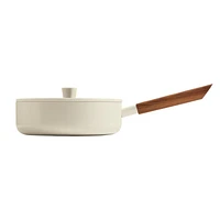 Crate & Barrel Monterey Cream 3-Qt. Non-Stick Ceramic Saute Pan with Lid