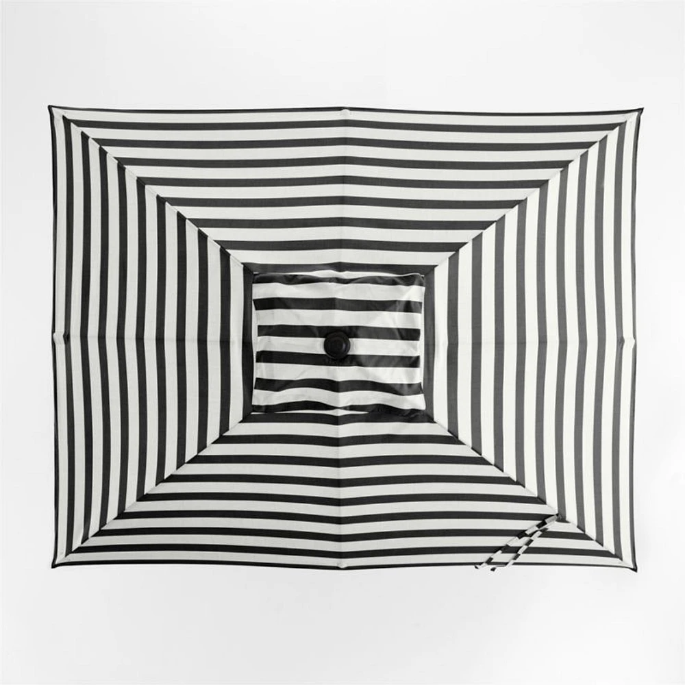 10' Rectangle Sunbrella® Black and White Cabana Stripe Outdoor Patio Umbrella with Black Metal Frame