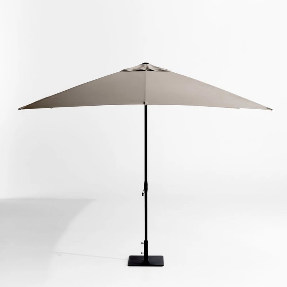 10' Rectangle Sunbrella® Cast Ash Brown Outdoor Patio Umbrella with Black Metal Frame