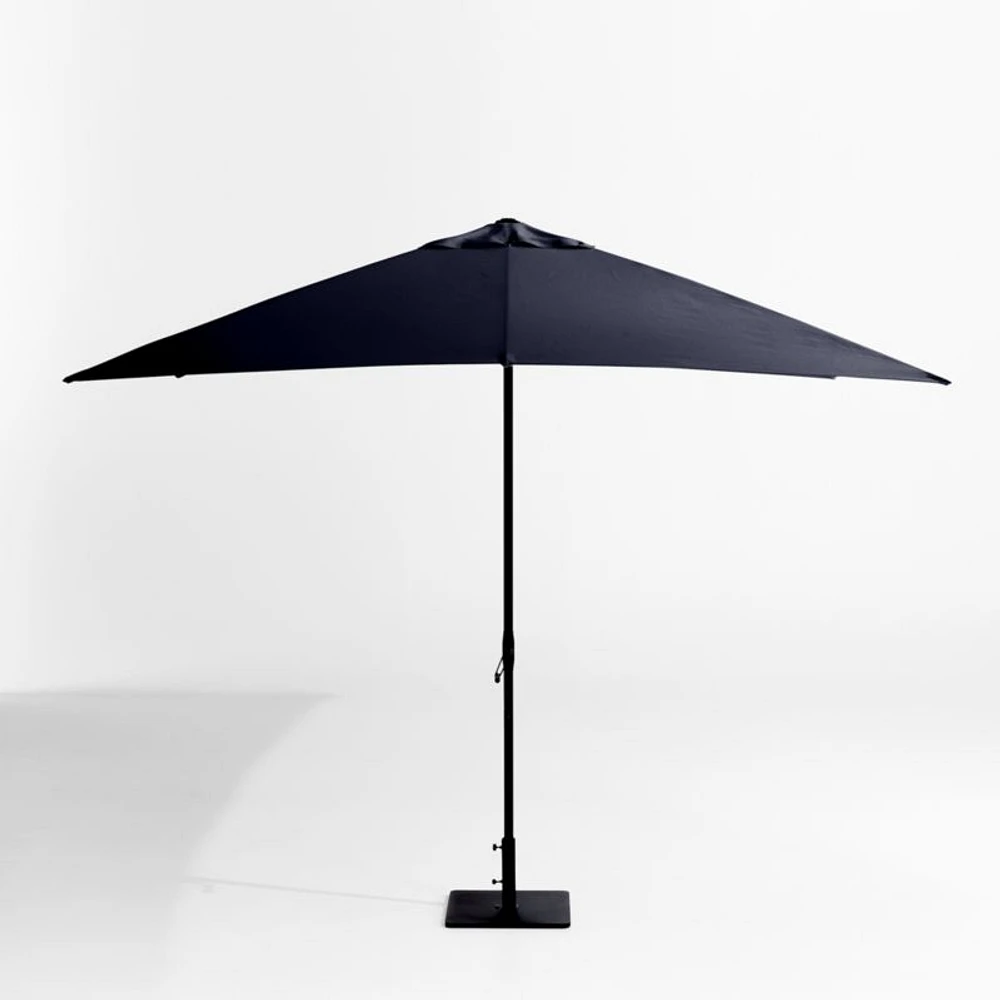 10' Rectangle Sunbrella® Canvas Navy Blue Outdoor Patio Umbrella with Black Metal Frame