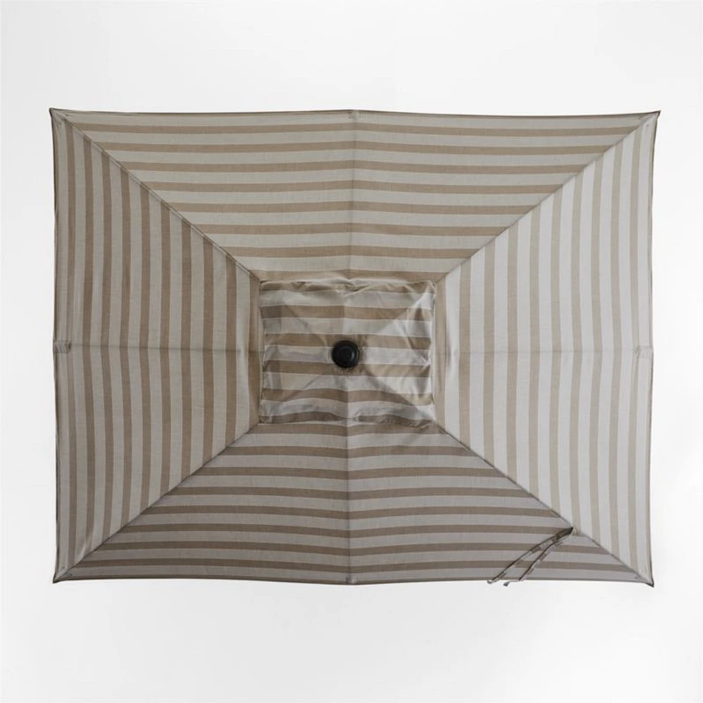 10' Rectangle Sunbrella® Dune Tan Stripe Outdoor Patio Umbrella with Black Metal Frame
