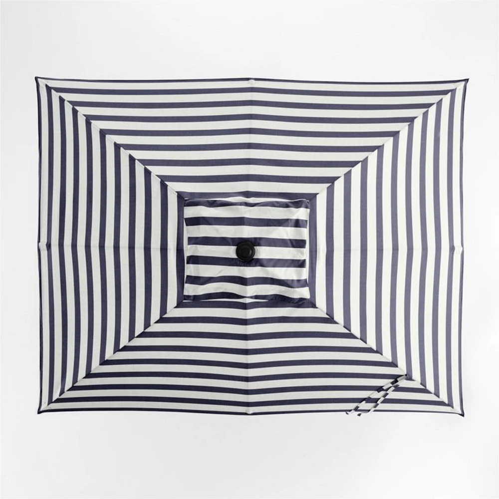 10' Rectangle Sunbrella® Navy and White Cabana Stripe Outdoor Patio Umbrella with Black Metal Frame