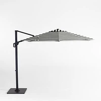 10' Round Black and White Cabana Stripe Sunbrella® Cantilever Outdoor Patio Umbrella with Black Metal Frame