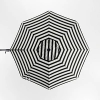 10' Round Black and White Cabana Stripe Sunbrella® Cantilever Outdoor Patio Umbrella with Black Metal Frame