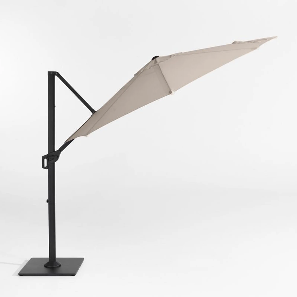 10' Round Cast Ash Brown Sunbrella® Cantilever Outdoor Patio Umbrella with Black Metal Frame