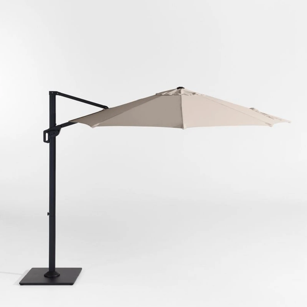 10' Round Cast Ash Brown Sunbrella® Cantilever Outdoor Patio Umbrella with Black Metal Frame