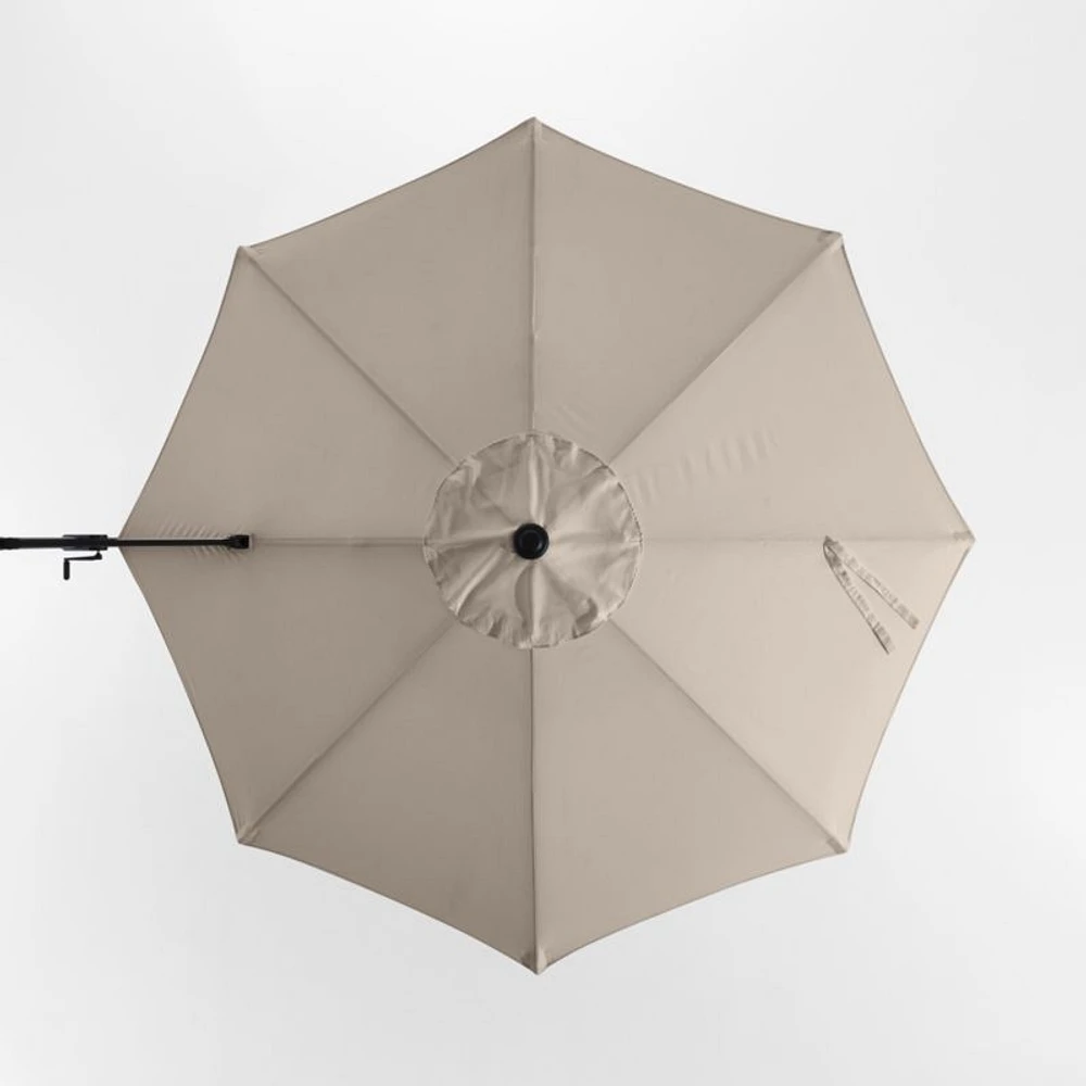 10' Round Cast Ash Brown Sunbrella® Cantilever Outdoor Patio Umbrella with Black Metal Frame