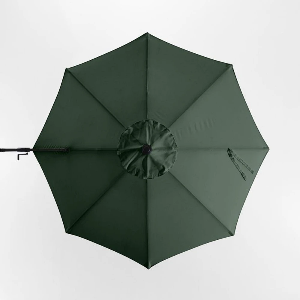 10' Round Cast Ivy Green Sunbrella® Cantilever Outdoor Patio Umbrella with Black Metal Frame