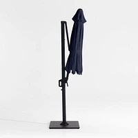 10' Round Canvas Navy Blue Sunbrella® Cantilever Outdoor Patio Umbrella with Black Metal Frame