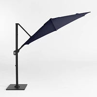 10' Round Canvas Navy Blue Sunbrella® Cantilever Outdoor Patio Umbrella with Black Metal Frame