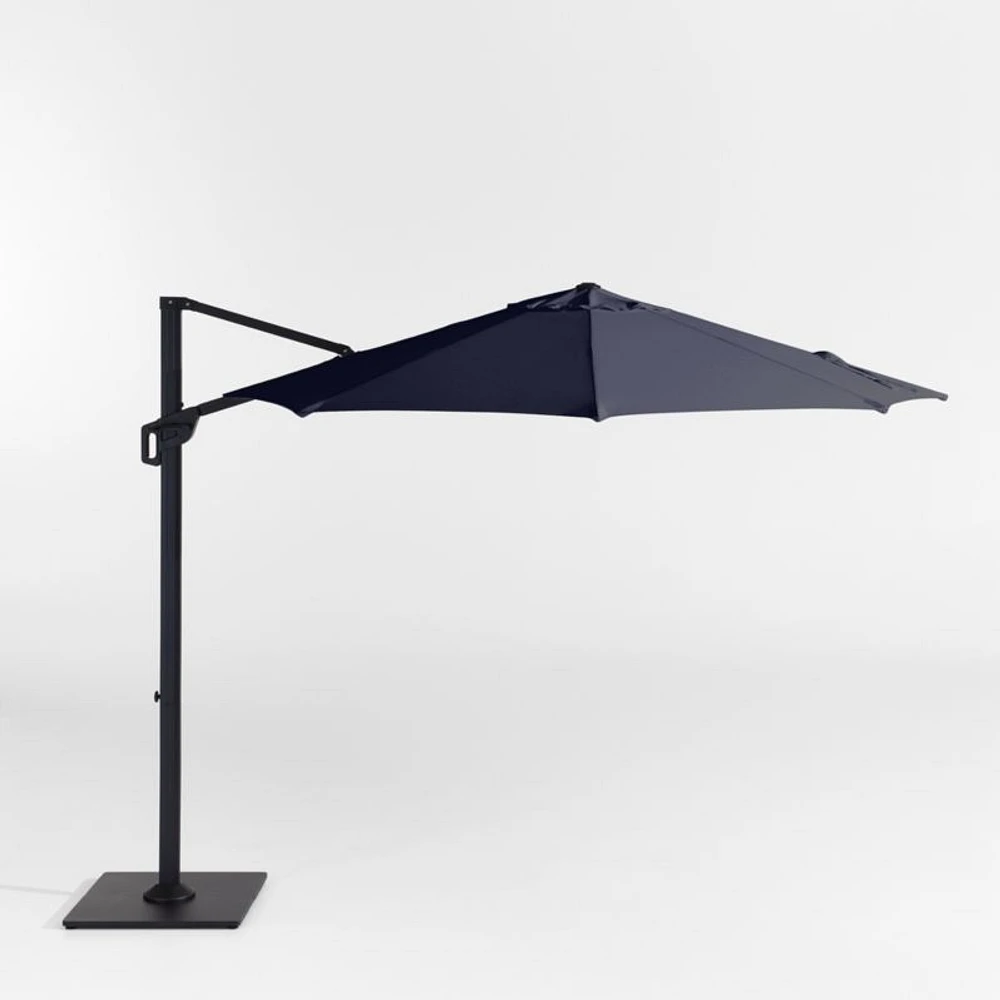 10' Round Canvas Navy Blue Sunbrella® Cantilever Outdoor Patio Umbrella with Black Metal Frame