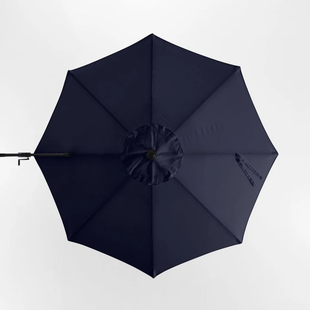 10' Round Canvas Navy Blue Sunbrella® Cantilever Outdoor Patio Umbrella with Black Metal Frame