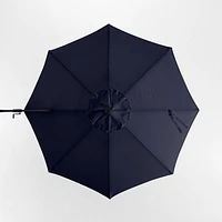 10' Round Canvas Navy Blue Sunbrella® Cantilever Outdoor Patio Umbrella with Black Metal Frame