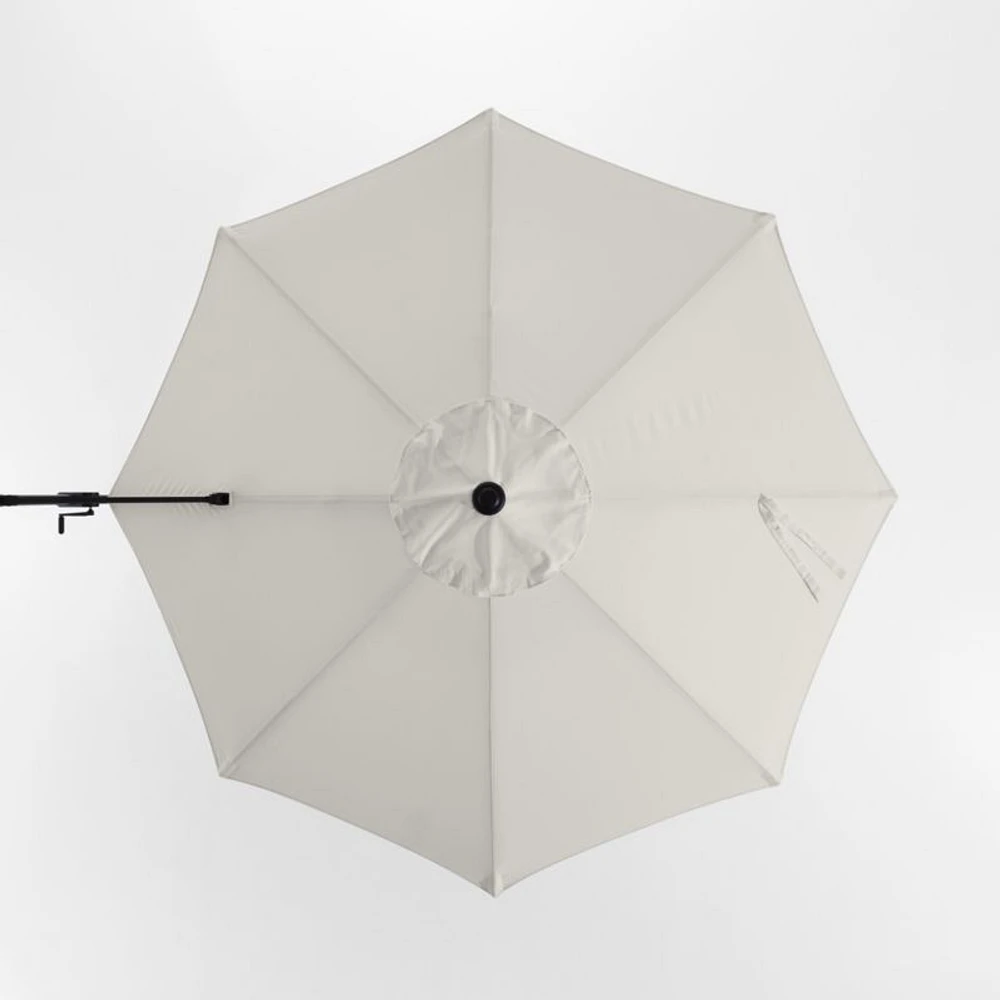 10' Round Cast Silver Sunbrella® Cantilever Outdoor Patio Umbrella with Black Metal Frame