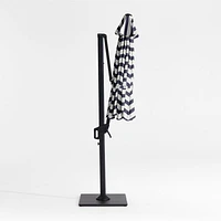 10' Round Navy and White Cabana Stripe Sunbrella® Cantilever Outdoor Patio Umbrella with Black Metal Frame
