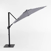 10' Round Navy and White Cabana Stripe Sunbrella® Cantilever Outdoor Patio Umbrella with Black Metal Frame